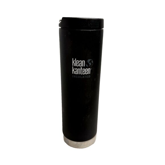 Klean Kanteen Vacuum Insulated 20oz Wide Mouth Stainless Steel Black Flask Twist - Picture 1 of 14